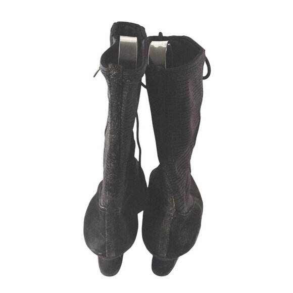 Vintage Women's Size 6.5B Victorian-Style Witch Lace-Up Black Suede  Boots - Picture 4 of 8